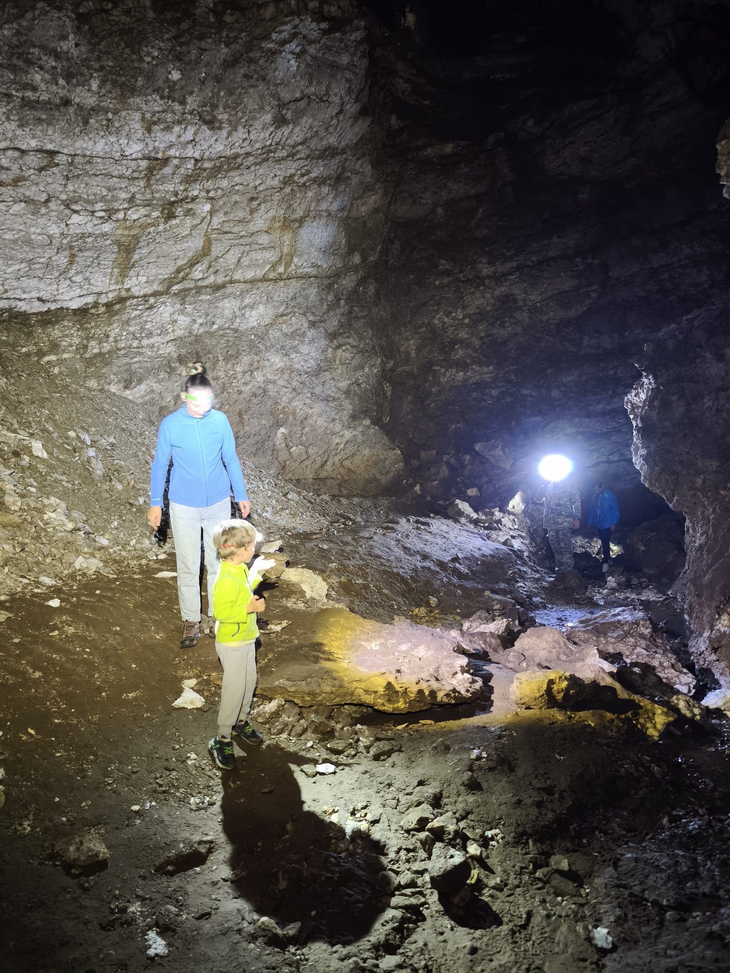 interior view of the cave floor and rock walls
